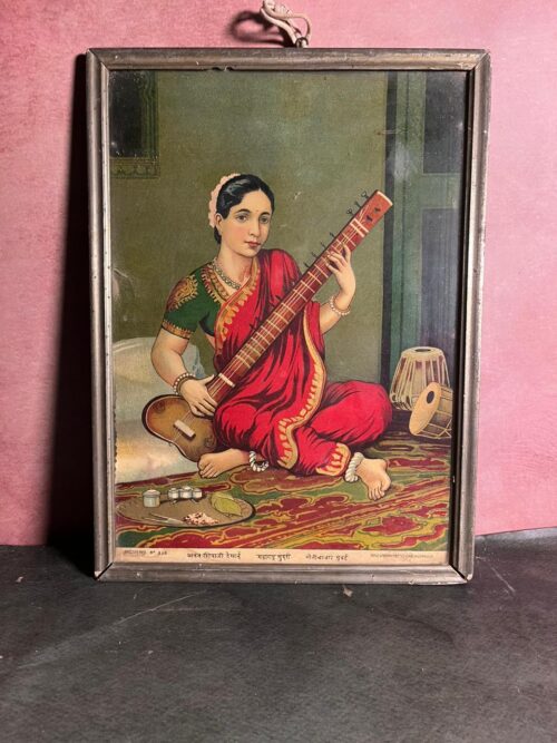 Vintage Ravi verma maharashtri sundri oilograph - Image 2