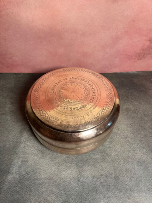 Vintage brass hand carving beautiful chappati box