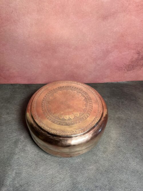 Vintage brass hans carving chappati box