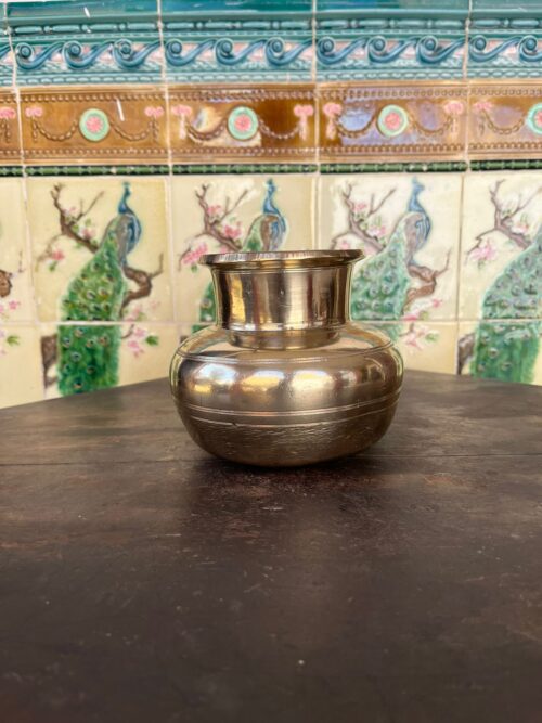 Vintage brass heavy weight pot - Image 2