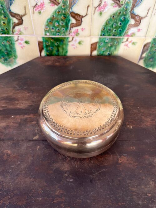 Vintage brass small size hand carving box