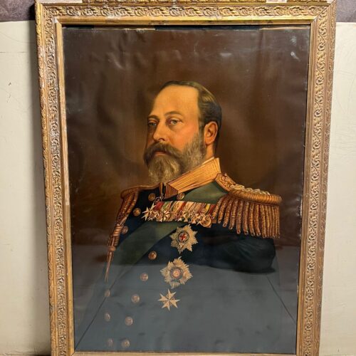 Antique European Royal Portrait Oleograph (120+ Years Old) – Extra Large Masterpiece