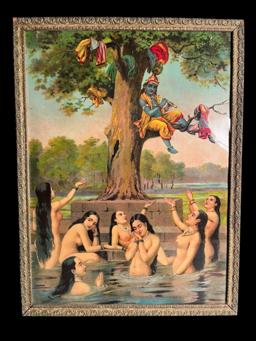 Raja Ravi verma shri krishan leela vintage oilograph - Image 3