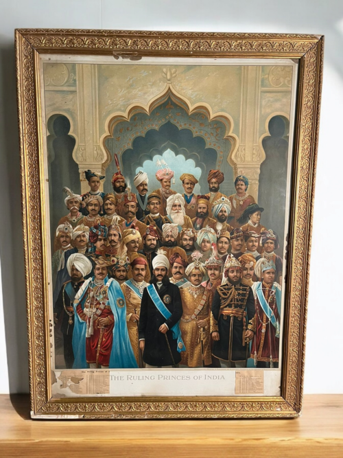 Antique very very rare indian 40 kings darbar lithograph