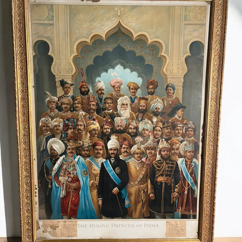 Antique Very Very Rare Indian 40 Princes Darbar Lithograph
