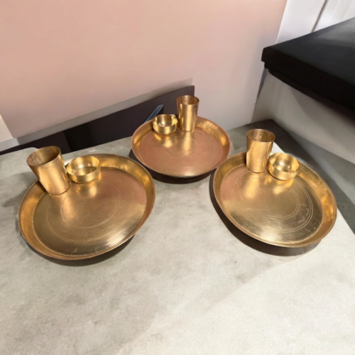 Vintage brass 3 pcs thali sets - Image 2