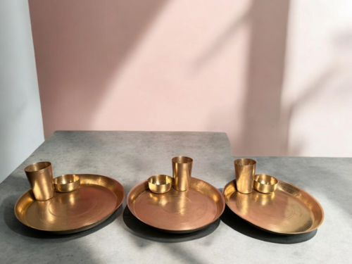 Vintage brass 3 pcs thali sets