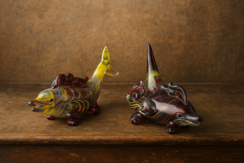 Antique multi color glass fish - Image 4