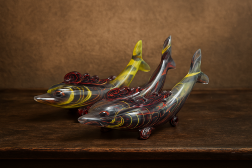 Antique multi color glass fish