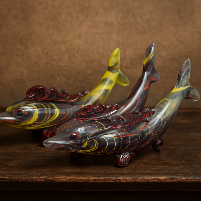 Antique Multi Color Glass Fish