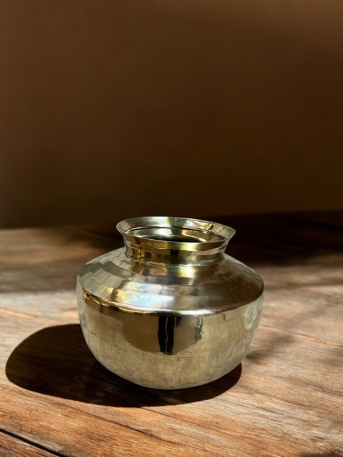 Vintage brass solid weight pot