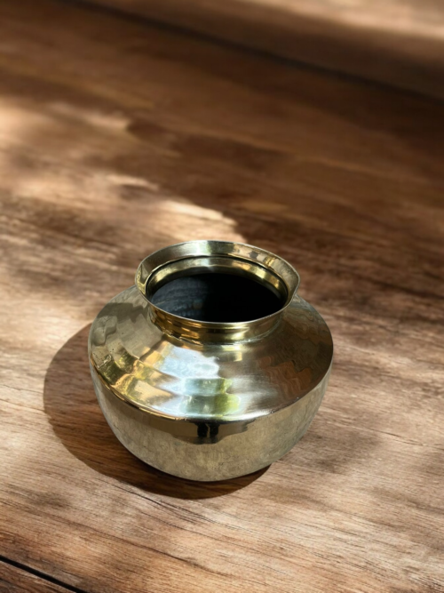 Vintage brass solid weight pot - Image 3