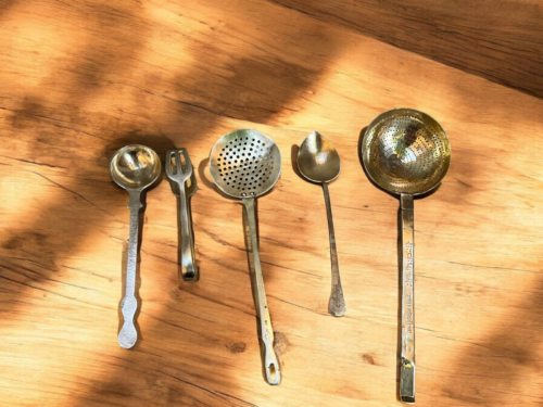 Vintage brass 5 pcs ladles set