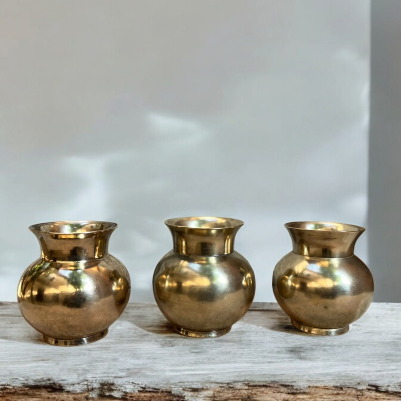 Vintage Bronze 3 Pcs Pots Set