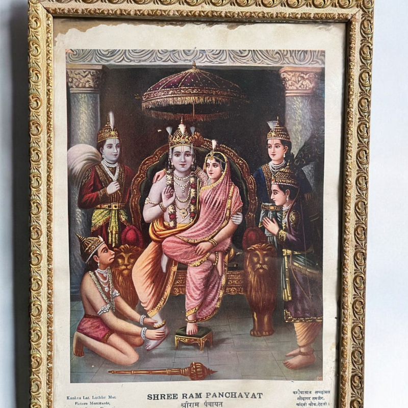 Original Vintage Oleograph – Shree Ram Panchayat (Kanhya Lal Lachhu Mal, Delhi)