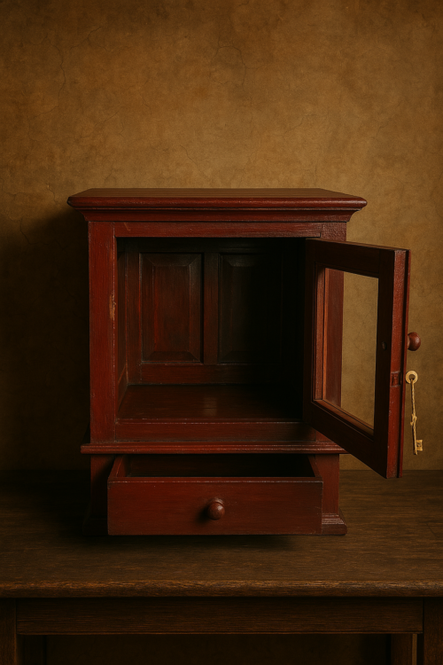 Vintage wooden almirah with drawer - Image 3