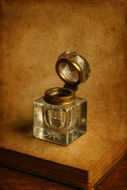 Antique  British cutglass ink pot