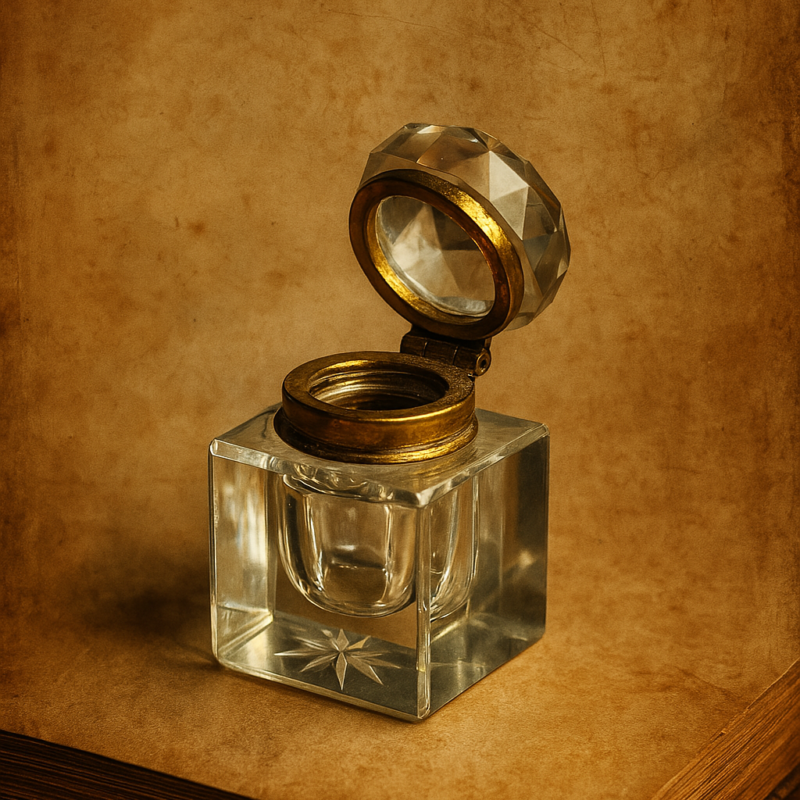 Antique British Cutglass Ink Pot