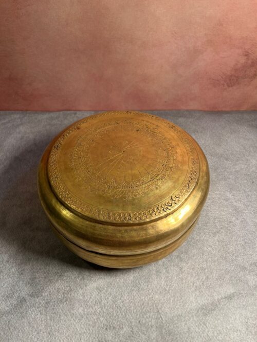 Vintage brass hand carving beautiful chappati box