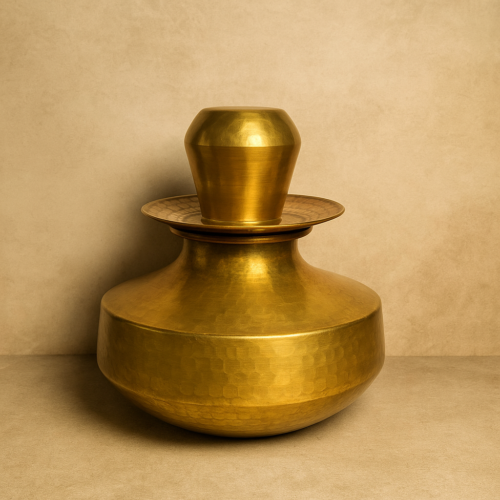 Vintage brass tokni with lid and lota - Image 3