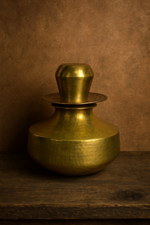 Vintage brass tokni with lid and lota