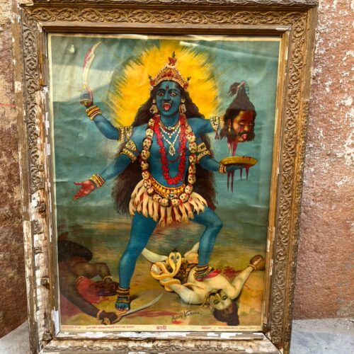 Original Ravi Varma Oleograph – Goddess Kali (24 x 16 inches)