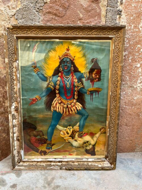 Original Ravi Varma Oleograph – Goddess Kali (24 x 16 inches) - Image 2