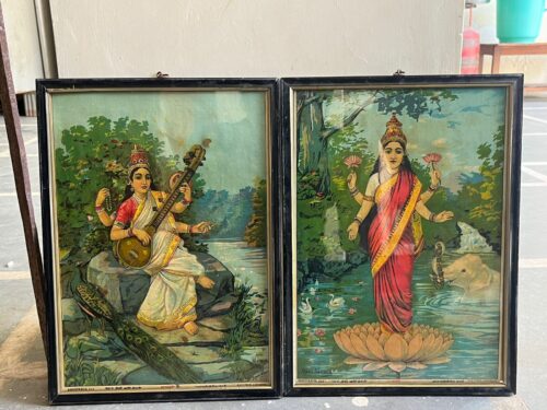 Vintage raja ravi verma ma Laxmi and ma sarswati original oleograph both - Image 6