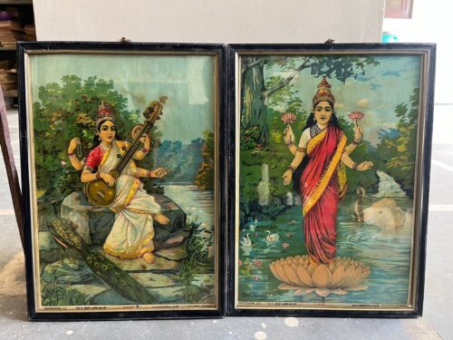 Vintage raja ravi verma ma Laxmi and ma sarswati original oleograph both - Image 2