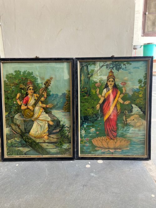 Vintage raja ravi verma ma Laxmi and ma sarswati original oleograph both