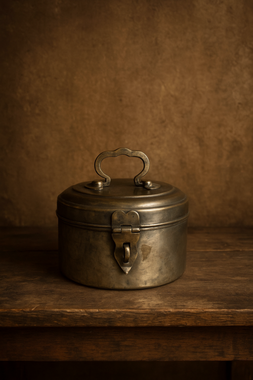 Antique Brass Storage Box with Handle and Latch - Image 4