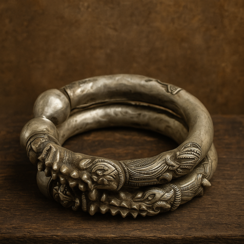 100+ Year Old Tribal Silver Anklets (Per Kade) – 290g Heirloom Pair