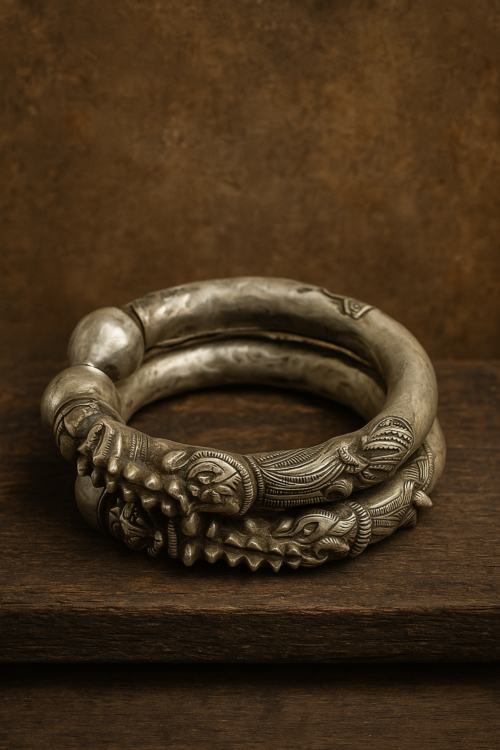 100+ Year Old Tribal Silver Anklets (Per Kade) – 290g Heirloom Pair