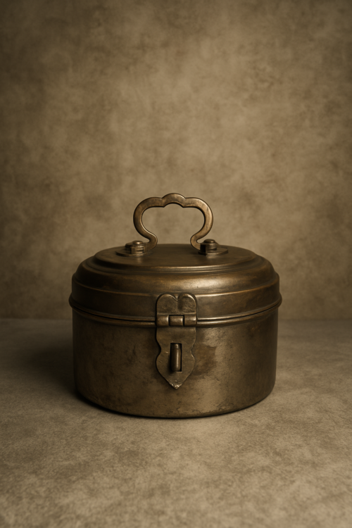 Antique Brass Storage Box with Handle and Latch - Image 2