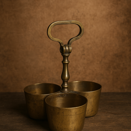 Antique Brass Triple Bowl Carrier