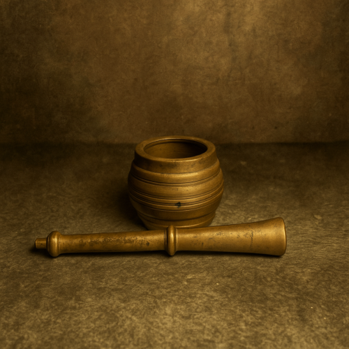 100+ Years Old Handcrafted Brass Mortar & Pestle (Okhali Musal) - Image 2
