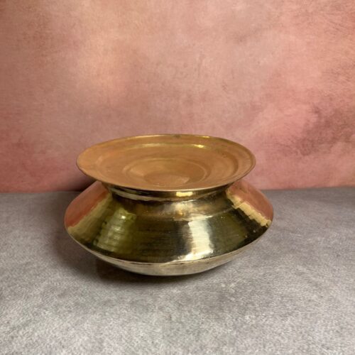 Vintage brass degchi with lid