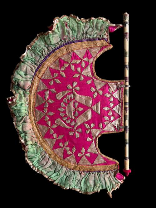 125+ Year Old Double-Sided Antique Hand Fan – Gota Patti & Silver Work with Iv...y Handle - Image 3