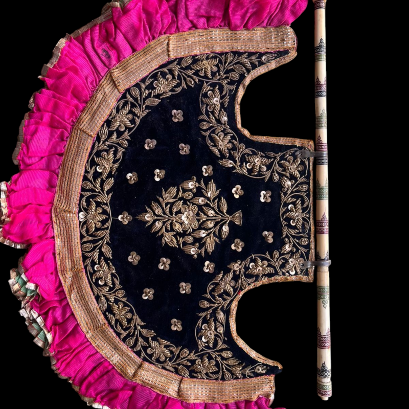 125+ Year Old Double-Sided Antique Hand Fan – Gota Patti & Silver Work With Iv...Y Handle