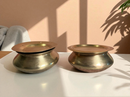 Vintage bronze 2 pcs haandi with lid - Image 2