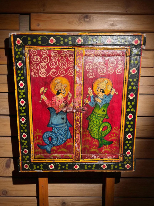 Vintage wooden hand painted wall decor window - Image 3
