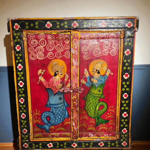 Vintage wooden hand painted wall decor window