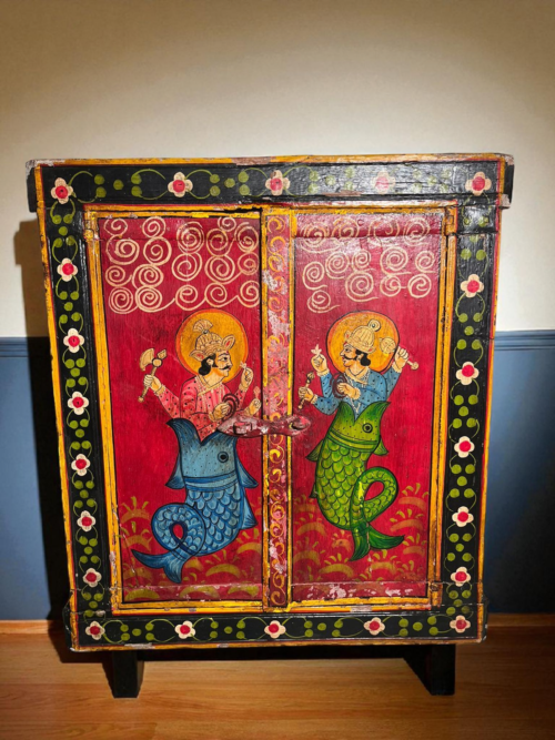 Vintage wooden hand painted wall decor window