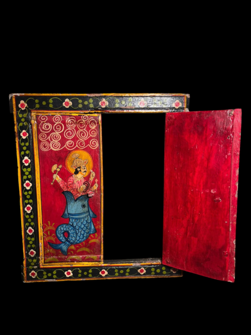 Vintage wooden hand painted wall decor window - Image 2