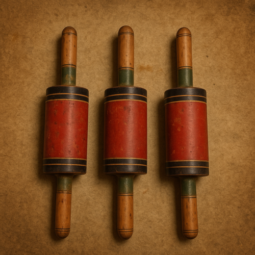 100+ Year Old Wooden Spools – Hand-Colored with Natural Vegetable Dyes (Set of 3)
