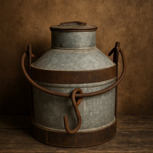 Vintage Iron Milk Can – Rustic Farmhouse Charm