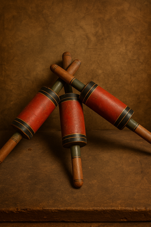 100+ Year Old Wooden Spools – Hand-Colored with Natural Vegetable Dyes (Set of 3) - Image 2