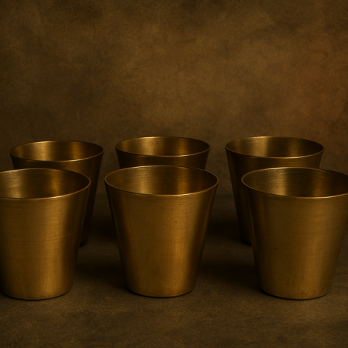 Vintage brass 6 pcs glasses set