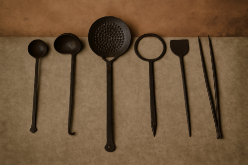 Vintage Iron Ladle Set – Traditional Kitchen Heritage (Set of 6)