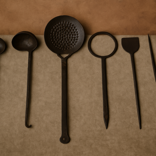 Vintage Iron Ladle Set – Traditional Kitchen Heritage (Set of 6)